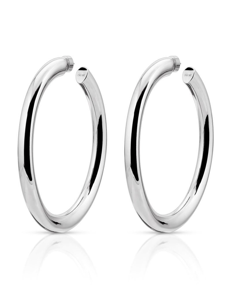 Front of a size one-size-fits-all 2" Ryan Hoops Silver in Silver by Eklexic. | dia_product_style_image_id:285567